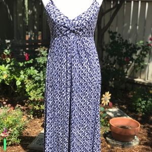 Talbots Blue White Tie Dye Empire Waist Maxi